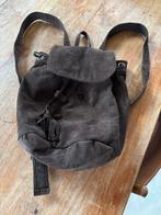 Retro donkerbruin suede rugtas, Ophalen, Zo goed als nieuw, Overige merken, 30 tot 45 cm