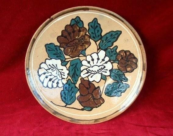 Mooi oud Russisch wandbord met floraal motief (39), Antiek en Kunst, Antiek | Wandborden en Tegels, Ophalen