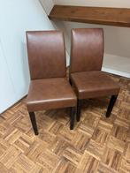 Hugues Chevalier Stoelen - Leer & Gelakte Poten, Ophalen, Twee, Bruin, Leer