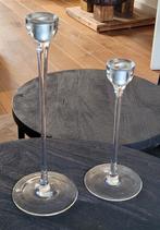 Glazen Kandelaars - Set van 2, Huis en Inrichting, Woonaccessoires | Kandelaars en Kaarsen, Ophalen, Overige materialen, Gebruikt