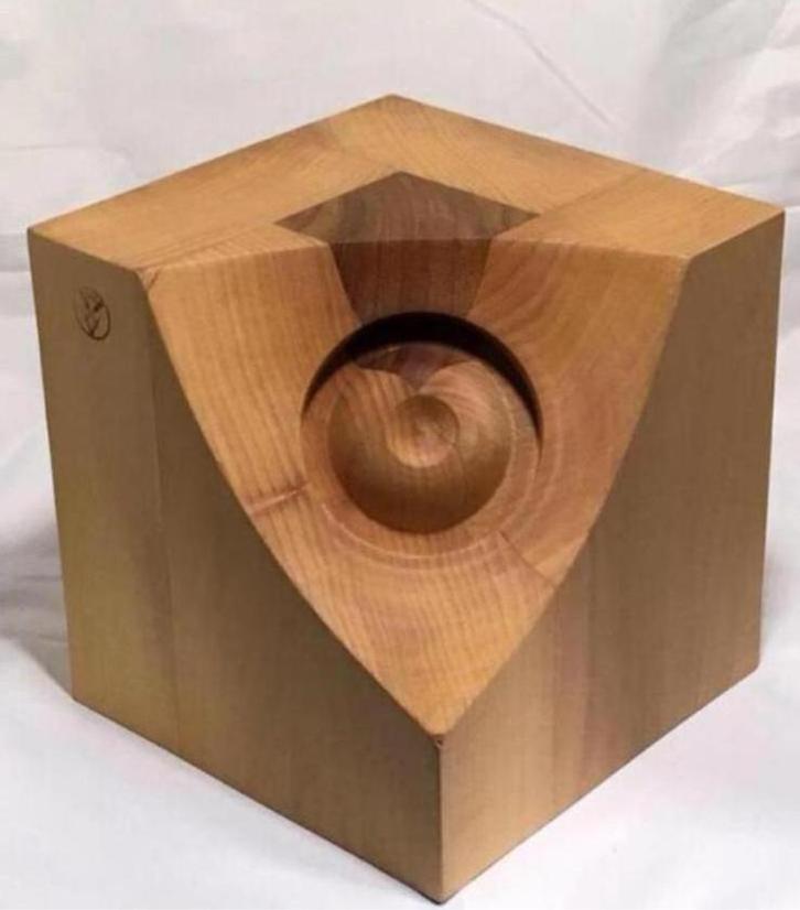 Houten kunstobject (kubus) Hans Magendans HM-WoodArt, Antiek en Kunst, Kunst | Designobjecten, Ophalen of Verzenden