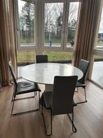 Ronde eetkamertafel met zware granieten voet, Ophalen, Overige materialen, Gebruikt, 100 tot 150 cm