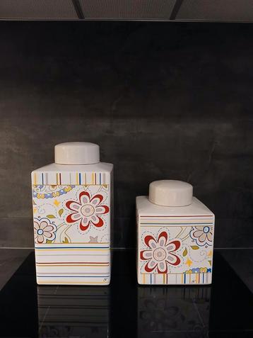 JET ter Steege 2 potten met deksel Happiness Flower beschikbaar voor biedingen
