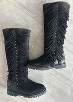 CHA boots laarzen , zwart suede met franje , maat 40, Hoge laarzen, Zwart, Ophalen of Verzenden, Zo goed als nieuw