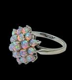 Zilveren Design Ring met kleurrijke Opaal steentjes, 18 tot 19, Opaal, Verzenden, .
