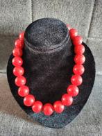Antieke Cherry Rood bamboe koraal Bollen ketting, Sieraden, Tassen en Uiterlijk, Antieke sieraden, Verzenden, Overige materialen