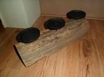 Houten kandelaar voor 3 kaarsen, Ophalen, Bruin, Zo goed als nieuw, Hout