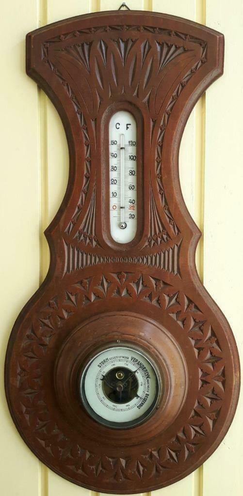 Hollandse kerfsnede baro/thermometer, Antiek en Kunst, Antiek | Klokken, Ophalen of Verzenden
