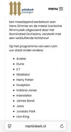 VIP-ticket 6 oktober Martinikerk iconische filmmuziek, Tickets en Kaartjes, Eén persoon, Oktober