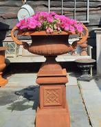 Gietijzeren tuinvazen tuinvaas bloempot bloembak op sokkel, Ophalen of Verzenden, Nieuw