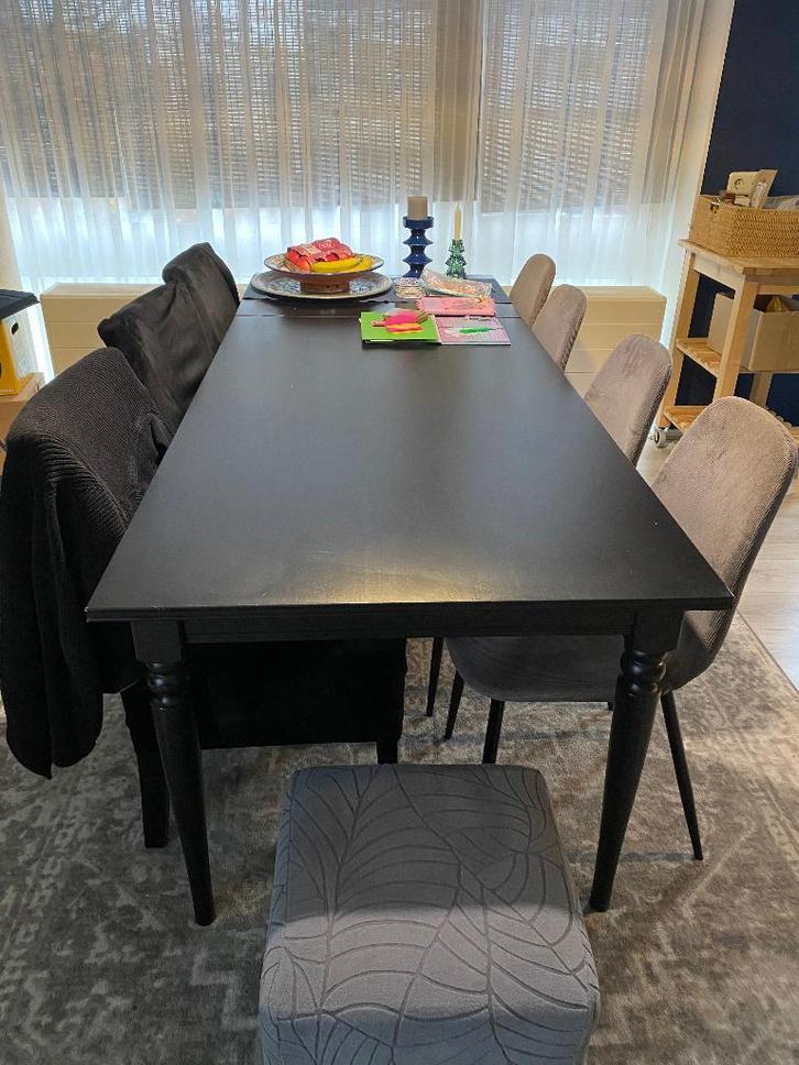 IKEA uitschuiftafel 214x87, Huis en Inrichting, Tafels | Eettafels, Gebruikt, 50 tot 100 cm, 200 cm of meer, Vijf personen of meer