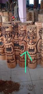 Tiki beeld Tiki Totem 1 meter palmhout, Tuin en Terras, Ophalen of Verzenden, -, -, -