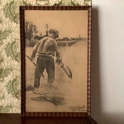 Bijz.mooie getekende prent- van GERARD J.BOS! - jaar 1925!, Antiek en Kunst, Kunst | Tekeningen en Foto's, Ophalen of Verzenden
