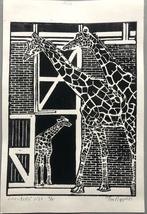 Lino “Artis giraffen”, Antiek en Kunst, Kunst | Etsen en Gravures, Ophalen of Verzenden