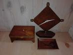 Vintage houten klok, kistje en asbak, Ophalen of Verzenden