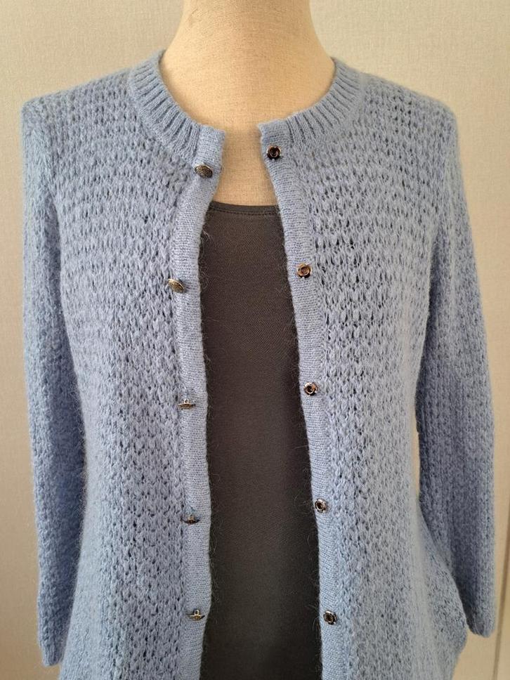 Mohair Vest - 30% Mohair, Kleding | Dames, Truien en Vesten, Zo goed als nieuw, Maat 42/44 (L), Blauw, Ophalen of Verzenden