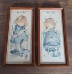 Vintage retro Jaklien Moerman schilderijtjes, Ophalen of Verzenden
