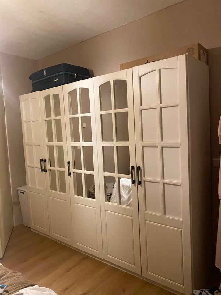 Witte Kledingkast met spiegel deuren, Huis en Inrichting, Kasten | Kledingkasten, Gebruikt, 150 tot 200 cm, 200 cm of meer, 25 tot 50 cm