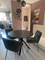 Eethoek, ronde eettafel, antraciet eetstoelen, Ophalen, Gebruikt, Minder dan 4 stoelen