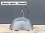 Oude grijs / blauwe emaille stoere lamp afmeting H25 D36, Robuust , emaille, oud, vintage, stoer , brocante, blauw, Gebruikt, Ophalen of Verzenden