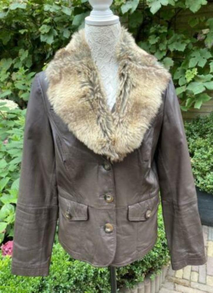 Promiss leren jas maat 42 [DM], Kleding | Dames, Jasjes, Kostuums en Pakken, Zo goed als nieuw, Maat 42/44 (L), Zwart, Ophalen of Verzenden