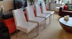6 leren eetstoelen wit, Ophalen, Modern / Tijdloos, Gebruikt, Wit