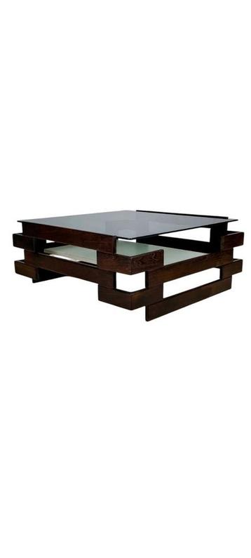 Sculpturale mid century salontafel wengè 1960s beschikbaar voor biedingen