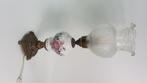 Antieke Italiaanse tafellamp, messing, aardewerk, glas. S13, Ophalen of Verzenden