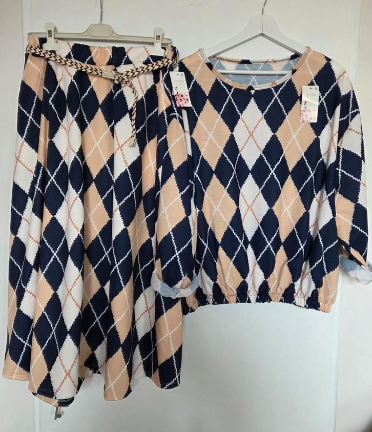 Ruitpatroon Blouse & Rok Set, Kleding | Dames, Overige Dameskleding, Nieuw, Ophalen of Verzenden