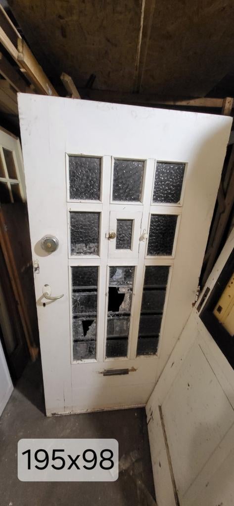 Oude Voordeur met werk, Ophalen of Verzenden, Gebruikt, Buitendeur, 200 tot 215 cm
