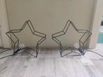 Te koop: 2 zwart metalen tafellampen in de vorm van een ster, Ophalen of Verzenden, Zo goed als nieuw, Metaal, Minder dan 50 cm