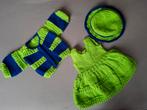 Groen poppensetje  jurk jasjes hoedje, Ophalen of Verzenden, Nieuw, Babypop