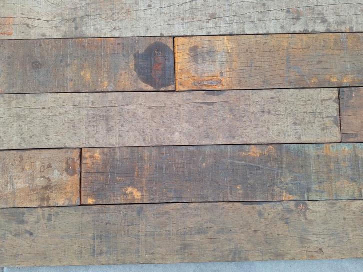 Oude azobe  scheepsvloer  scheepsplanken  Herzaagd  2,5cm, Tuin en Terras, Palen, Balken en Planken, Gebruikt, Planken, 250 cm of meer
