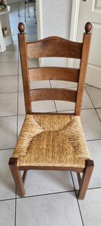 Eiken stoelen met rieten zitting., Huis en Inrichting, Stoelen, Vijf, Zes of meer stoelen, Riet of Rotan, Gebruikt, Bruin