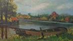 Olieverf schilderij bootje gesigneerd, Ophalen
