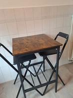 Bartafel met 2 krukken., Ophalen, In hoogte verstelbaar, Zo goed als nieuw