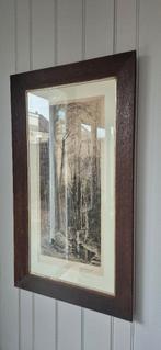 prachtige gravure, reeën in bos, gewei, hert, Ophalen, Zo goed als nieuw