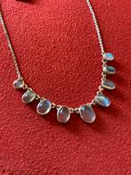 PRACHTIG EDWARDIAN ANTIEK ZILVER COLLIER+9 MAANSTEENTJES, Ophalen of Verzenden, Zilver, Ketting, Met edelsteen