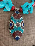Turquoise howliet ketting met tibet hanger, Blauw, Nieuw, Ophalen of Verzenden, Steen of Mineraal