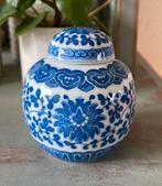 Prachtig versierd Chinees gemberpotje blauw bloem, Ophalen of Verzenden