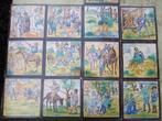 13 kleurrijke oude Spaanse tegels 14x14cm Don Quichot tiles, Ophalen