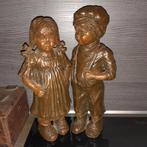 Geert Kunen 2 verbronsde beelden meisje & jongen, Antiek en Kunst, Ophalen of Verzenden