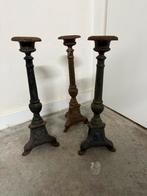 3x gietijzeren kandelaars a 42cm, Ophalen