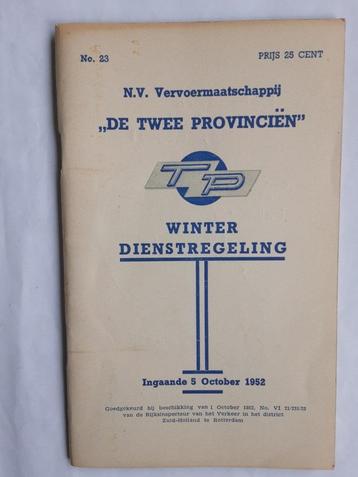 DE TWEE PROVINCIËN, ROTTERDAM, DIENSTREGELING 5 OCT. 1952 beschikbaar voor biedingen