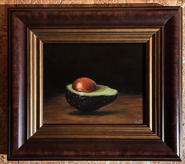 Avocado Stilleven - Klassiek Schilderij, Antiek en Kunst, Kunst | Schilderijen | Klassiek, Ophalen of Verzenden
