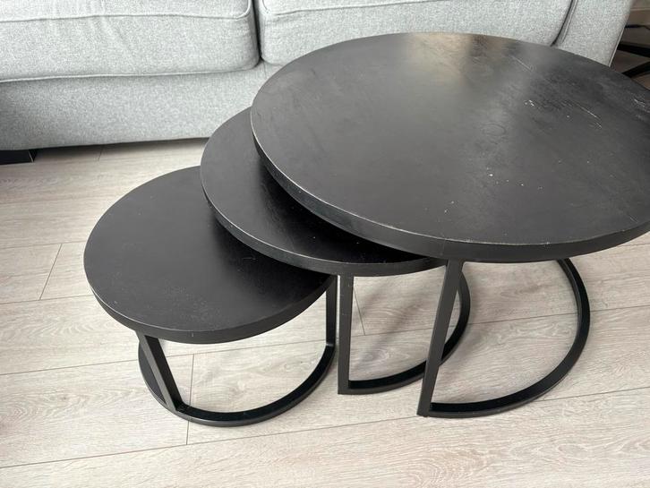 Goossens mango houten salontafel 3-delig, Huis en Inrichting, Tafels | Salontafels, Gebruikt, Minder dan 50 cm, 50 tot 100 cm