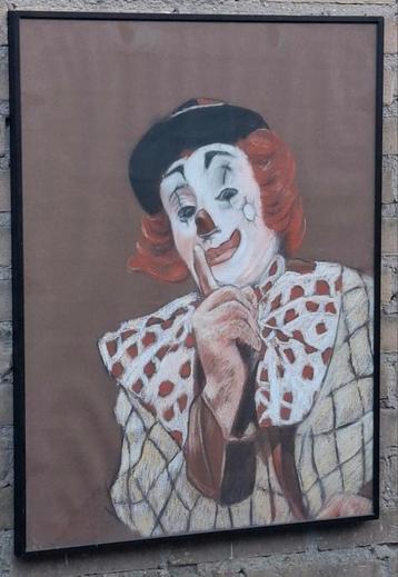 Pipo de Clown/Cor Witschge. Ad van Dijk. Pastel.  50/65 cm. beschikbaar voor biedingen