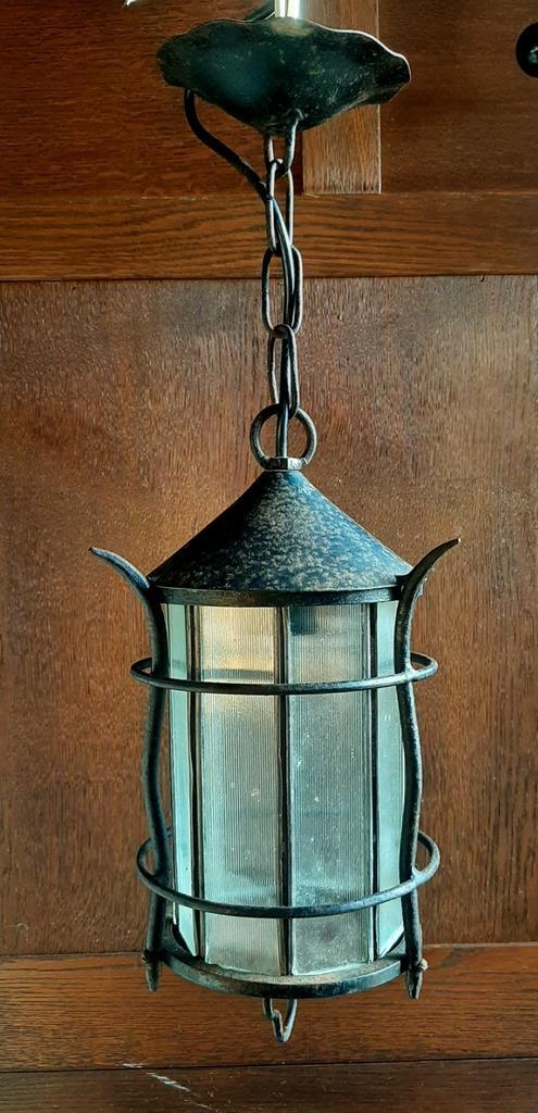 Antieke Smeedijzeren Lantaarn - (Scandinavië / Veranda), Antiek en Kunst, Antiek | Lampen, Ophalen of Verzenden