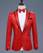 Heren rood paillet glitter colbert mannen rode blazer jasje, Verzenden, Nieuw, Overige maten, Rood