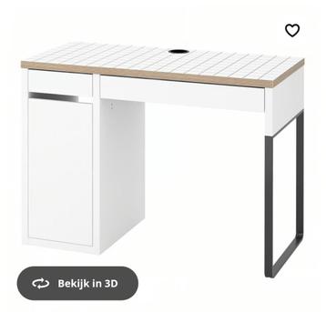 MICKE Bureau, wit/antraciet, 105x50 cm